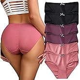 Cinvik Womens Cotton Underwear Full Coverage Soft Stretchy Scrunch Briefs Comfortable Cute Bikini Panties for Ladies 6pack