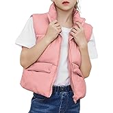 Yimoon Girls Cropped Puffer Vest Lightweight Padded Quilted Vest Stand Collar Warm Sleeveless Puffy Gilet