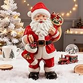 Exasinine 5.8 Inch Santa Claus Figurine Handcrafted Resin Santa Claus Decor Christmas Figurines for Christmas Indoor Decorations Tabletop Display