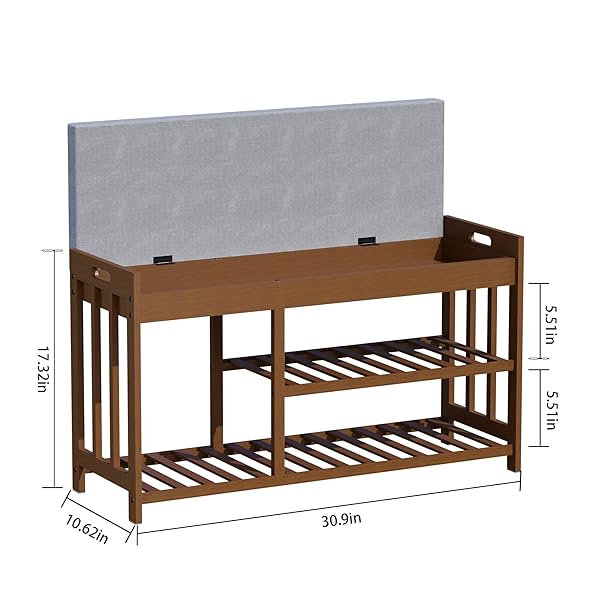 APRTAT 3-TIER BAMBOO SHOE RACK BENCH, SHOE STORAGE ORGANIZER BENCH, ENTRYWAY BENCHS, SHOES RACK FOR FRONT DOOR ENTRANCE, ENTRYWAY BATHROOM BEDROOM