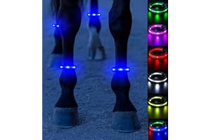 SUKEYME 4pcs LED Horse Leg Band, 7 Colors in 1 Light up Horse Tack, USB Rechargeable LED Horse Light - Added Visibility & Safety for Night Horse Riding