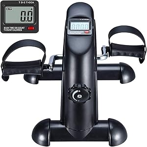 BOOKCYCLE Mini Exercise Bike Pedal Exerciser with LCD Monitor for Leg and Arm Exercise