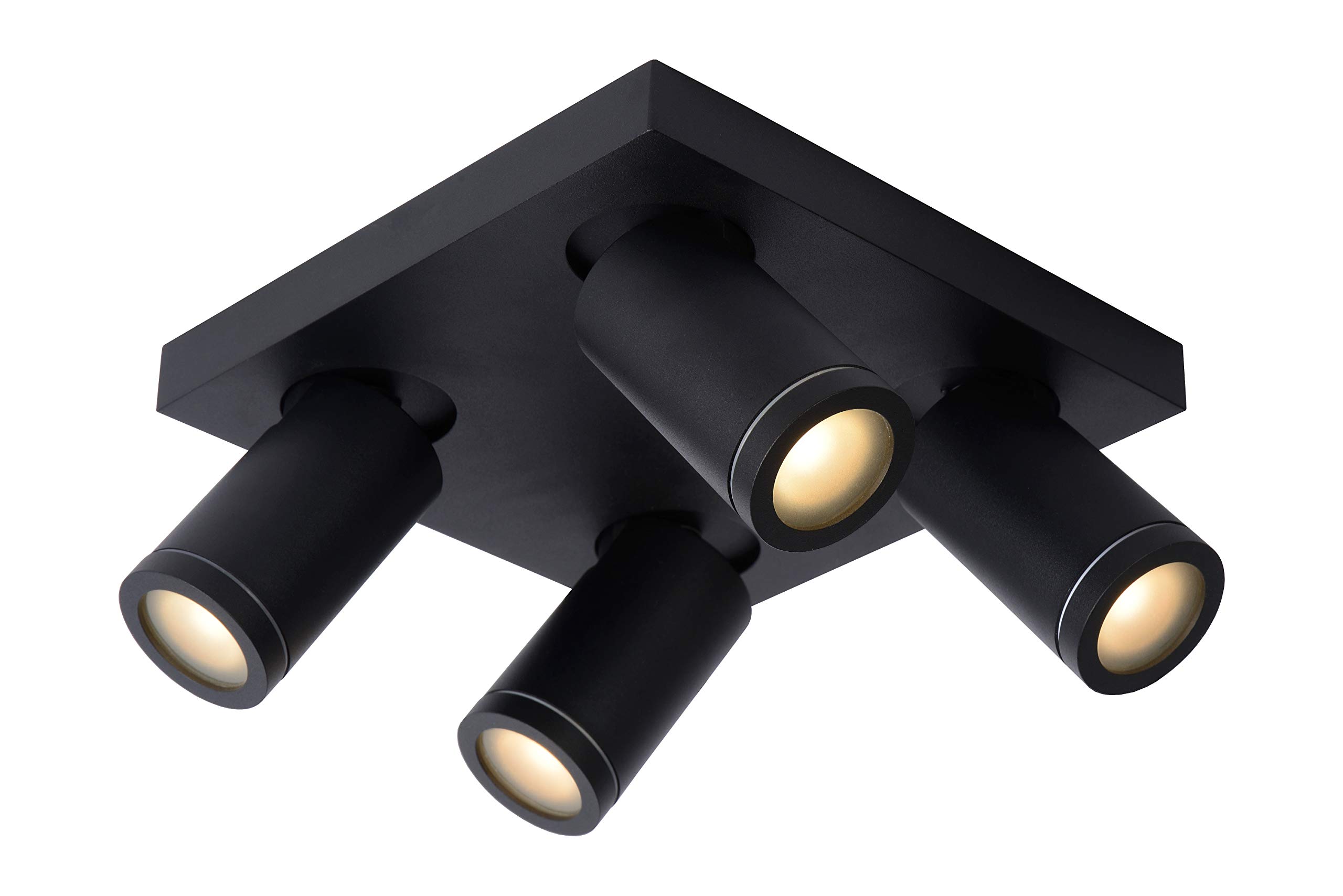 LUCIDE Taylor - Ceiling Spotlight Bathroom - LED Dim to Warm - GU10-4x5W 2200K/3000K - IP44 - Black