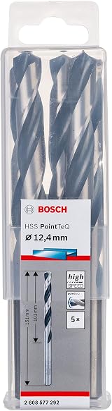 Bosch 5-piece PointTeQ HSS Twist Drill Bit For Metal 12.4x101x151mm