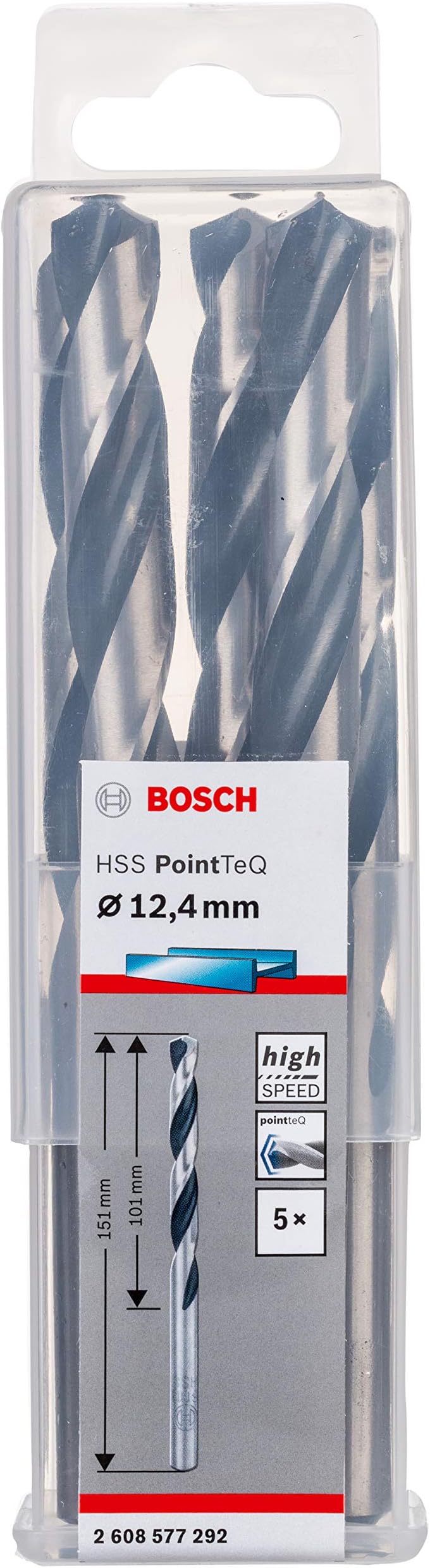 Bosch 5-piece PointTeQ HSS Twist Drill Bit For Metal 12.4x101x151mm