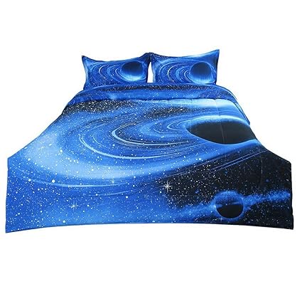 Amazon Com Hemau Full Queen 3 Piece Galaxies White Blue
