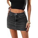 ELLEVEN High Stretchy Mini Skort Skirt for Women,Low Waist Denim Skort Shorts with Pockets
