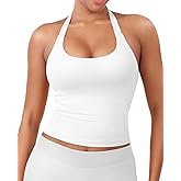 YEOREO SoftHue Women's Impact Halter Tank Top Longline Backless Scoop Neck Built-in Bra Sports Workout Gym Crop Top
