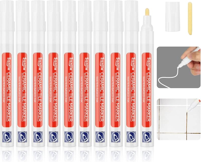 Sheryl&Rain 10 Pcs Tile Grout Pen White Replacement Nibs Anti-Grout