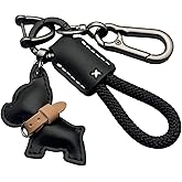 YGaojiaMFS Handmade Leather French Bulldog Keychain - Multi-Functional Car Key,Pendant with Hand-Woven