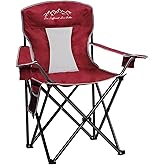 SAILARY Collapsible Folding Camping Chairs Heavy Duty Lawn Foldable Chair with Cooler Bag, Storage Pocket, Waterproof Bag Outdoor Arm Sport Chair, Supports 325LBS, Red