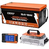 CHINS 36V Lithium Golf Cart Battery, 36 Volt 100Ah LiFePO4 Battery, Built-in Bluetooth 200A BMS, Includes 36V 25A Charger, Monitor, Perfect for Golf Carts