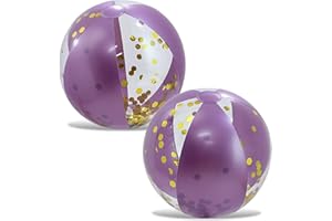 POZA Inflatable Beach Balls Set of 2 - Elegant Glitter Confetti Premium Floaters, Heavy Duty Vinyl Floatation Pool Toys for Pool Beach Party, UV Resistant Pool Decor - 16 Inches - 2 Pack