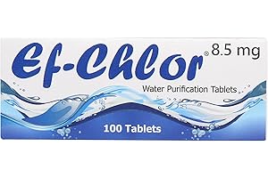 Ef-Chlor 8.5mg Water Purification Tablets Portable Drinking Water Treatment - Ideal for Emergencies, Survival, Travel & Camping (0.52 Gallon)
