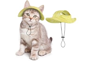 SETSBO Cat/Dog Hat for Cats Only with Adjustable String Pet Hat Small Pet for Small and Medium Cats Birthday Party Costume Decoration (Medium, Yellow)