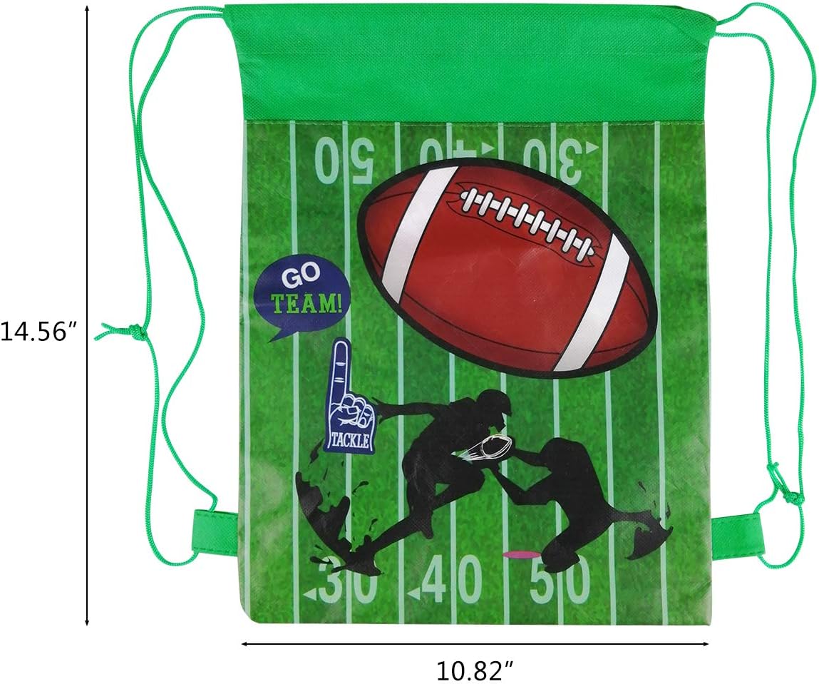 Cieovo 12 Pack Football Party Favor Goodie Bags, Treat Gift Drawstring Bag Football Backpack for Football Sports Theme Birthday Baby Shower Party Decoration Supplies: Toys & Games