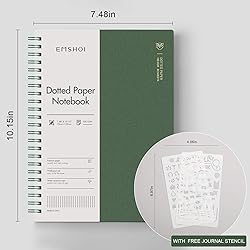 EMSHOI Dotted Journal Spiral Notebook 7.48" x