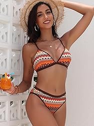 ZAFUL Women's Colorblock Stripes Triangle Bikini