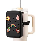 Snowfall Silicone Water Bottle Pouch for Stanley Cup 20/30/40 OZ, Anti-Slip Water Bottle Bag with Elastic Strap for Gym, Hiking and Running, 20-40 OZ Bottle Pocket for Cards, Keys, Phones (Black)