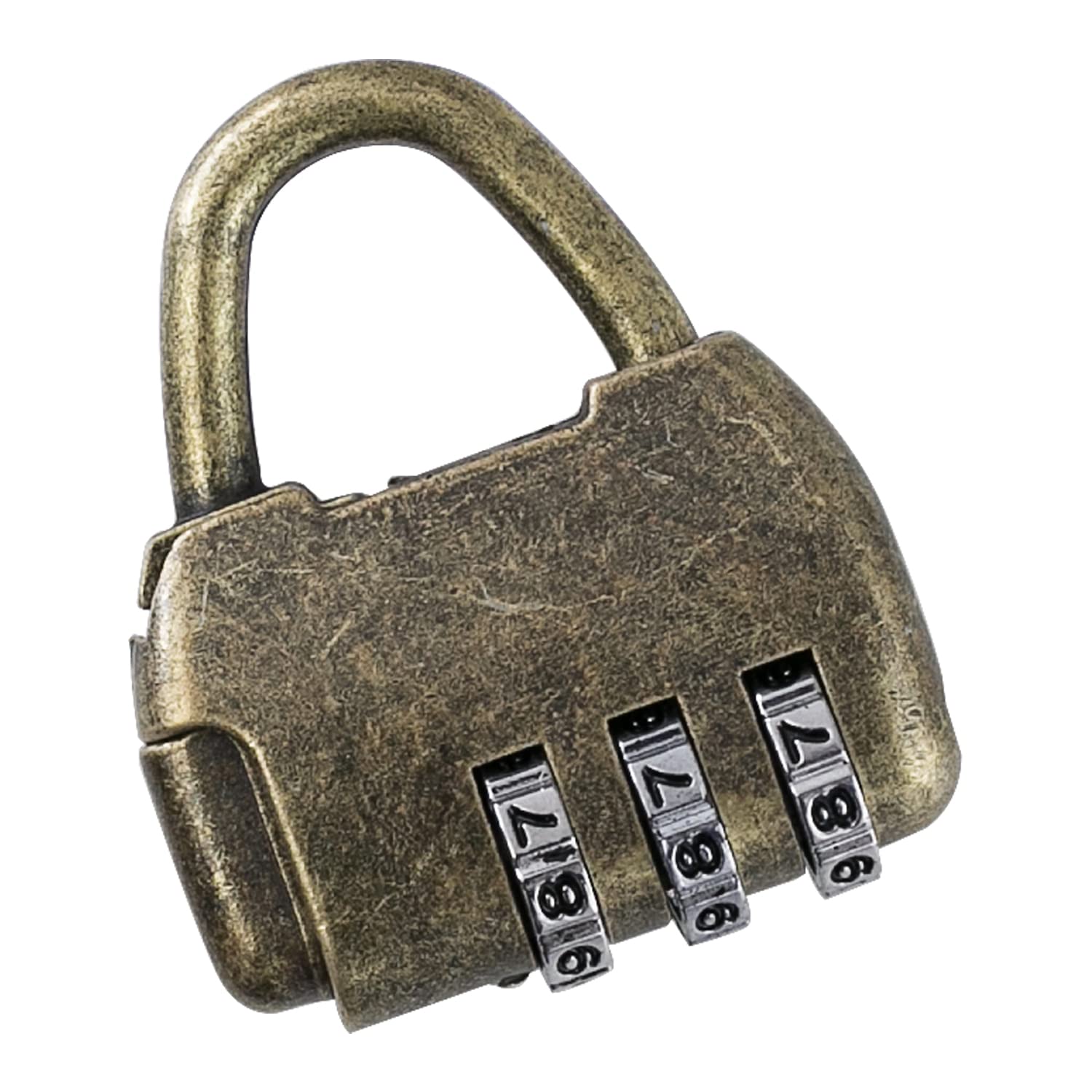 HMF Vintage Decorative Combination Lock Padlock | 3-Digit | 4.3 x 3.5 x 1.2 cm | Gold