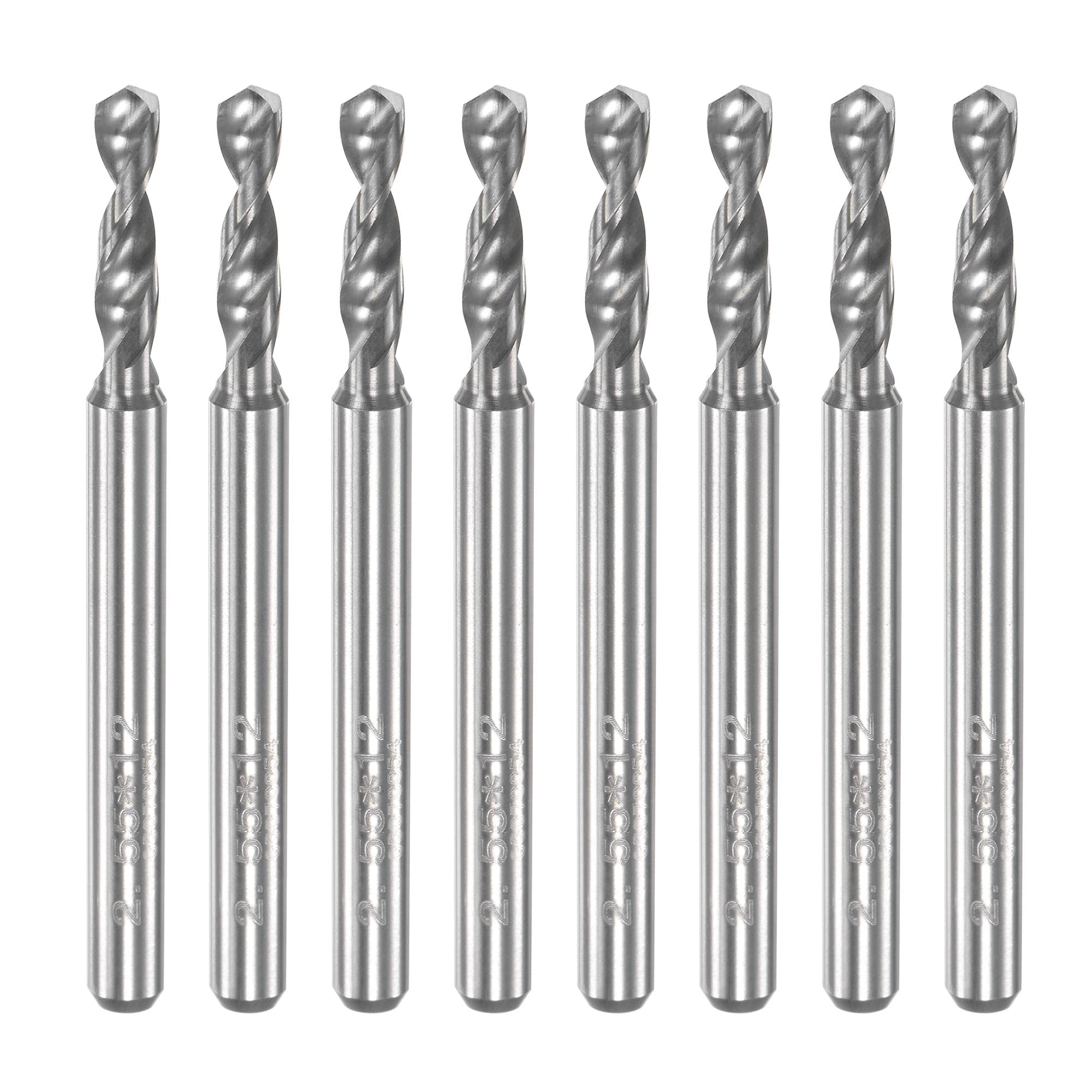 sourcing map PCB Drill Bits 2.55mm Tungsten Carbide Spiral Flute Jewelry CNC Engraving Print Circuit Board Micro Drill Bits 1/8" Shank 8pcs