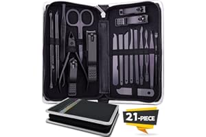UMEINAC TECH Manicure Set Manicure Kit Nail Grooming Kit for Men Women, 21 in 1 Pedicure Set Professional Nail Clipper Set Nail Care Tools Kit for Travel- Black