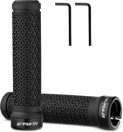 NUWAB Premium Bike Handlebar Grips 5.2in TPR Rubber Black 2pcs Lock-on