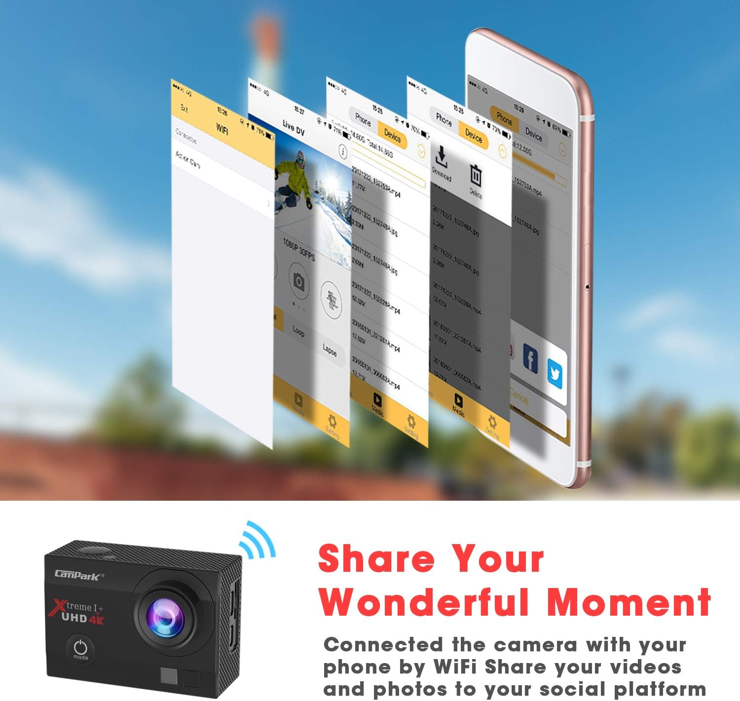 【2020 Upgrade】Campark 4K 20MP Action Camera EIS External Microphone Remote Control WiFi Waterproof Camera with 170° Wide Angle and 2 Batteries : Camera & Photo