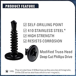 410 Stainless Steel #8 x 1/2" Self Drilling TEK