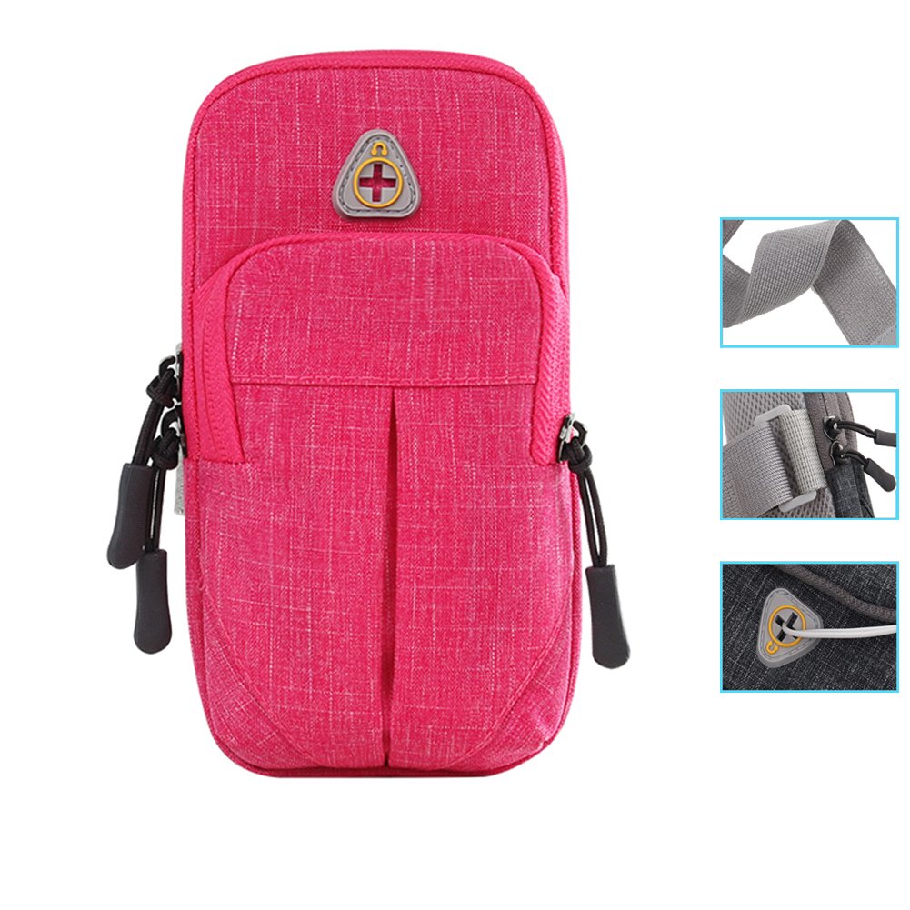 FIRSTBUY Sports Running Armband Adjustable Universal Armband CellPhone Holder, Sweatproof Jogging Phone GYM Exercise Workout Armband for iPhone X/8/8Plus/7/7Plus/Samsung Galaxy S9/S8/S7/LG (Rose Red)