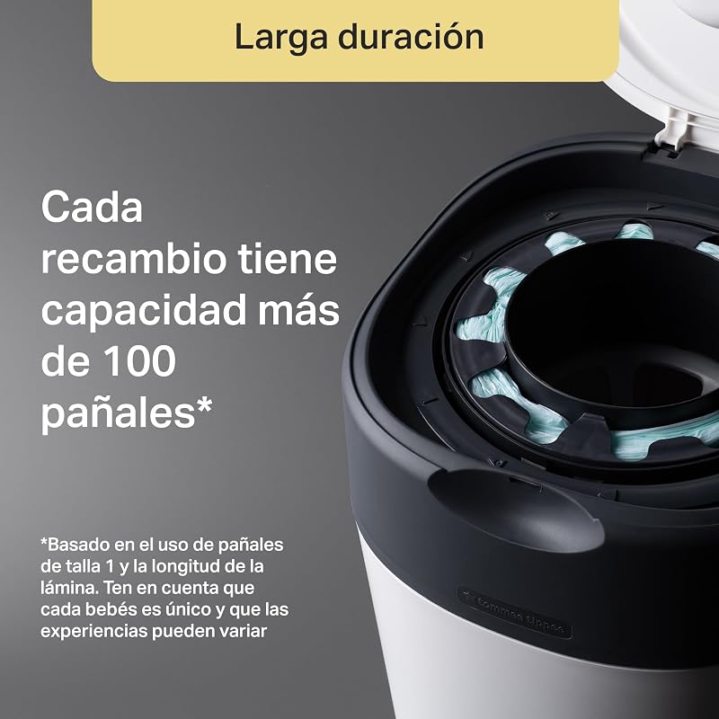 Tommee tippee - twist and click advanced diaper container, novo sistema ecológico, inclui 12 recargas com filme greenfilm, branco
