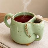 Elephant Mug Ceramic Unique Mugs Great Gift for Tea Lover Green 15 oz