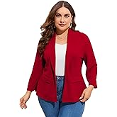 ShopWonder Women's Plus Size Casual Blazers Open Front Work Office Jackets Blazer with Pockets