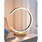 EDISHINE LED Table Lamps for Living Room, C-Shaped Modern Bedside Lamp | 3 Color Temperature &amp; Dimming, Upgraded Switch, Silicone Lampshade &amp; Solid Wood Base, Ideal for Bedroom, Black