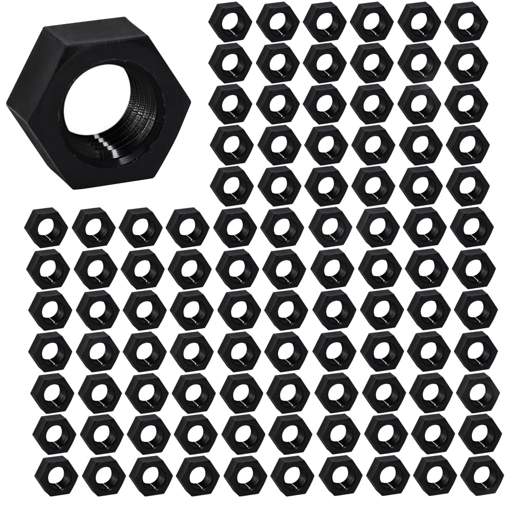 100 Pcs M4 Nylon Hex Nuts Plastic Threaded Insert Locking Nuts for Screws Bolts, Black