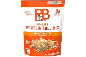 PBfit No Bake Peanut Butter Protein Ball Mix, 8g Protein, Made with Chia Seeds & Whole Grain Oats, Gluten Free, Vegan Snacks, 10.58 Oz Bag
