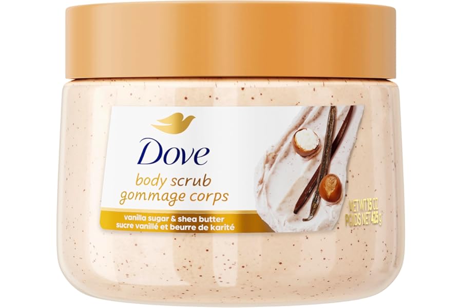 Dove Vanilla Sugar & Shea Butter Body Scrub Exfoliates and Deeply Nourishes for Smooth, Radiant Skin 15 oz