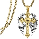 Hantuorui Angel Wings Necklace 925 Sterling Silver Guardian Angel Cross Necklace for Men Women Protection Talisman Amulet Jewelry Gifts