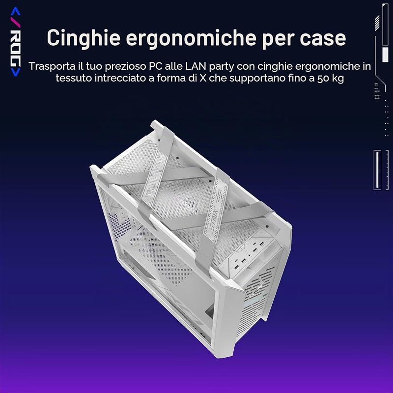 ROG STRIX HELIOS II GX601S WHT, Case Gaming Bianco, Vetro Temperato