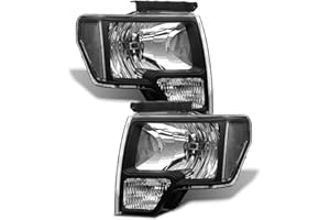Headlight Assembly for Ford 09 10 11 12 13 14 F150 / 2009-2014 Ford F150 Pickup Headlamp Clear Lens Black Housing with Clear 