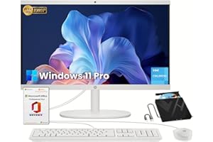 HP Essential All-in-One Desktop PC - External CD/DVD Drive, 21.5" FHD Display, Intel Celeron CPU, Intel UHD Graphics, 32GB RAM, 1TB SSD, True Vision Camera, WiFi 6, Win 11 Pro, Lifetime MS Office