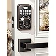 Zowill Keyless Entry Door Lock with 2 Lever Handles, Electronic Keypad Deadbolt, Auto-Locking, Anti-Peeping Password, Digital Smart Code Door Lock, Front Door Handle Sets, OilRubbed Bronze