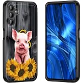 JHYYTUJTYP for Galaxy A15 5G Case,[Military Grade Drop Tested] Heavy-Duty Tough Rugged Shockproof Protective Case for Samsung Galaxy A15 5G 6.5 Inch 2023,Pig and Sunflowers