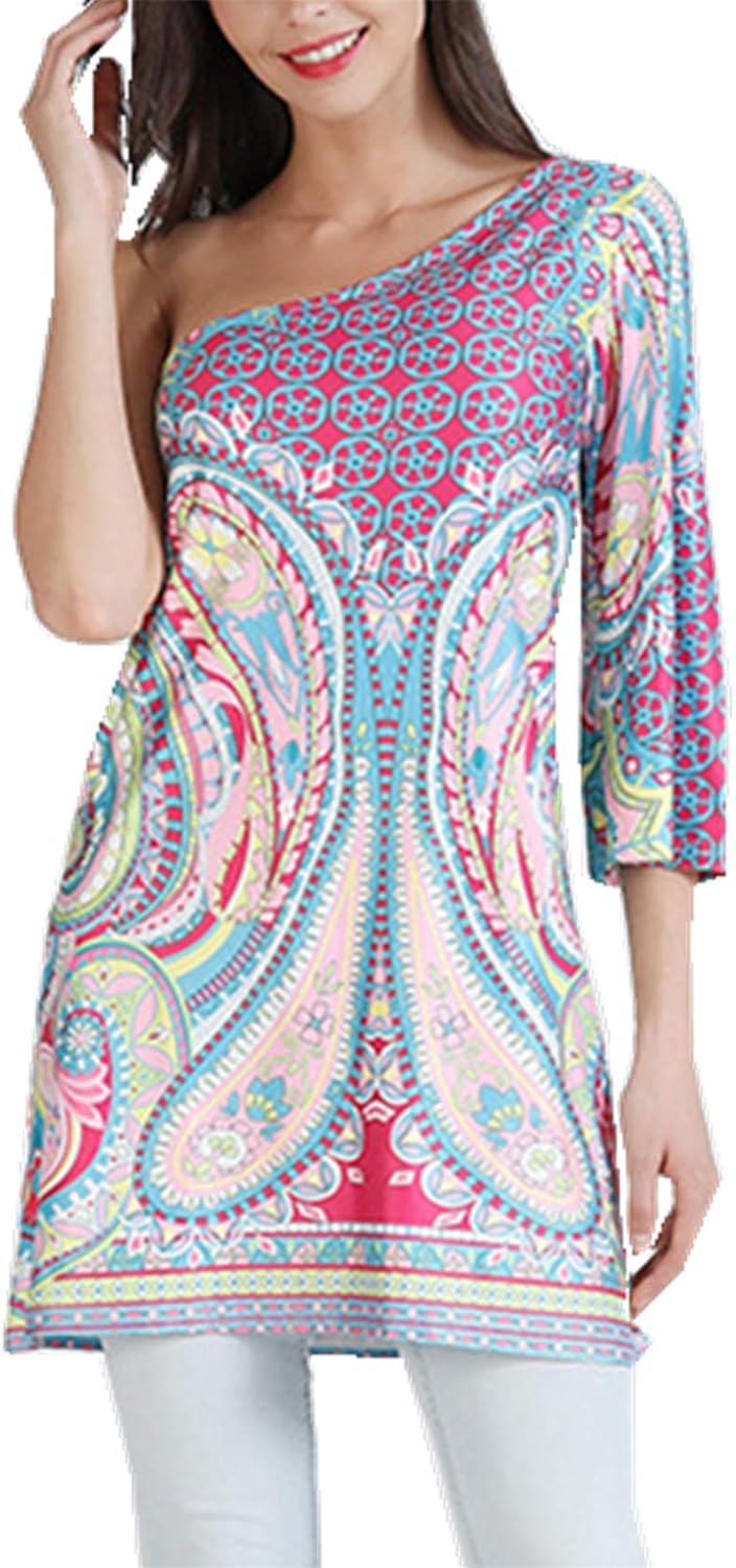 one shoulder ethnic dress