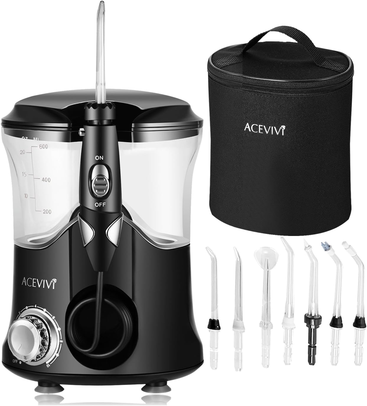 [Best Gift !!!] Guisee Water Flosser Oral Irrigator for Teeth and Braces Rechargeable Cordless Portable with 4 Jet Tips, 180ml Water Tank Black (Black1)
