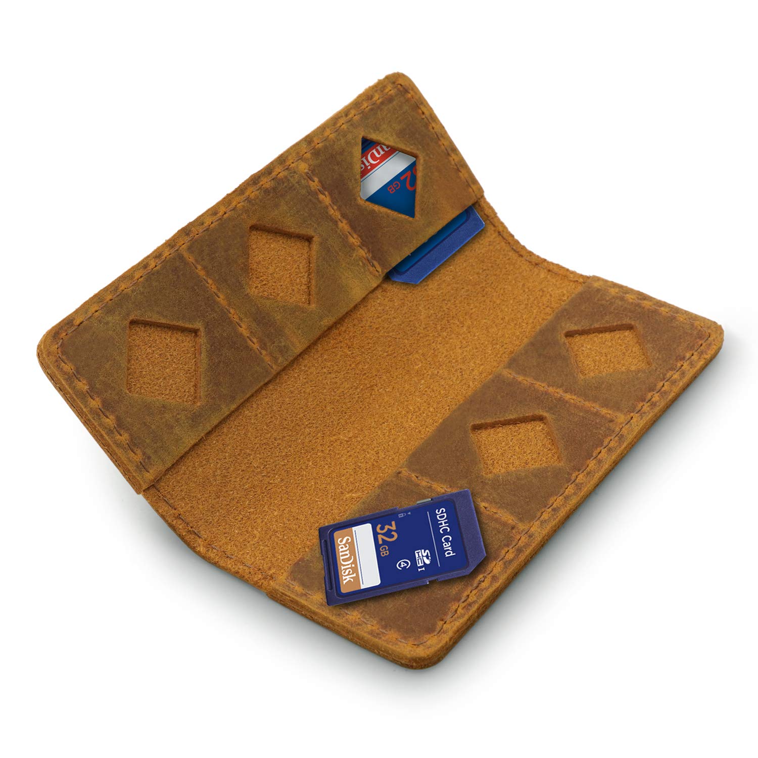 MegaGear Leather SD Card Holder - Camel MG1715