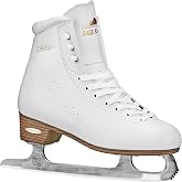 Lake Placid Whitney Women's Traditional Figure Ice Skates, White, Size 5 | Ice skates with supportive boots, comfortable padding and durable blades for recreational skating at the rink or outdoors.