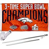 Denver Broncos 3 Time Champs Flag Pole and Bracket Kit