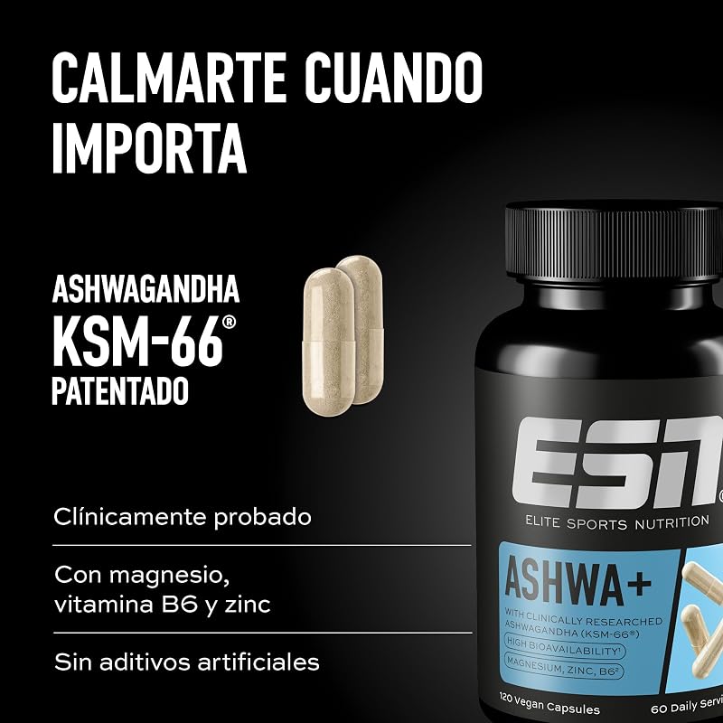 Ashwa + extracto patentado de raíz de Ashwagandha KSM-66®, 120 cápsulas