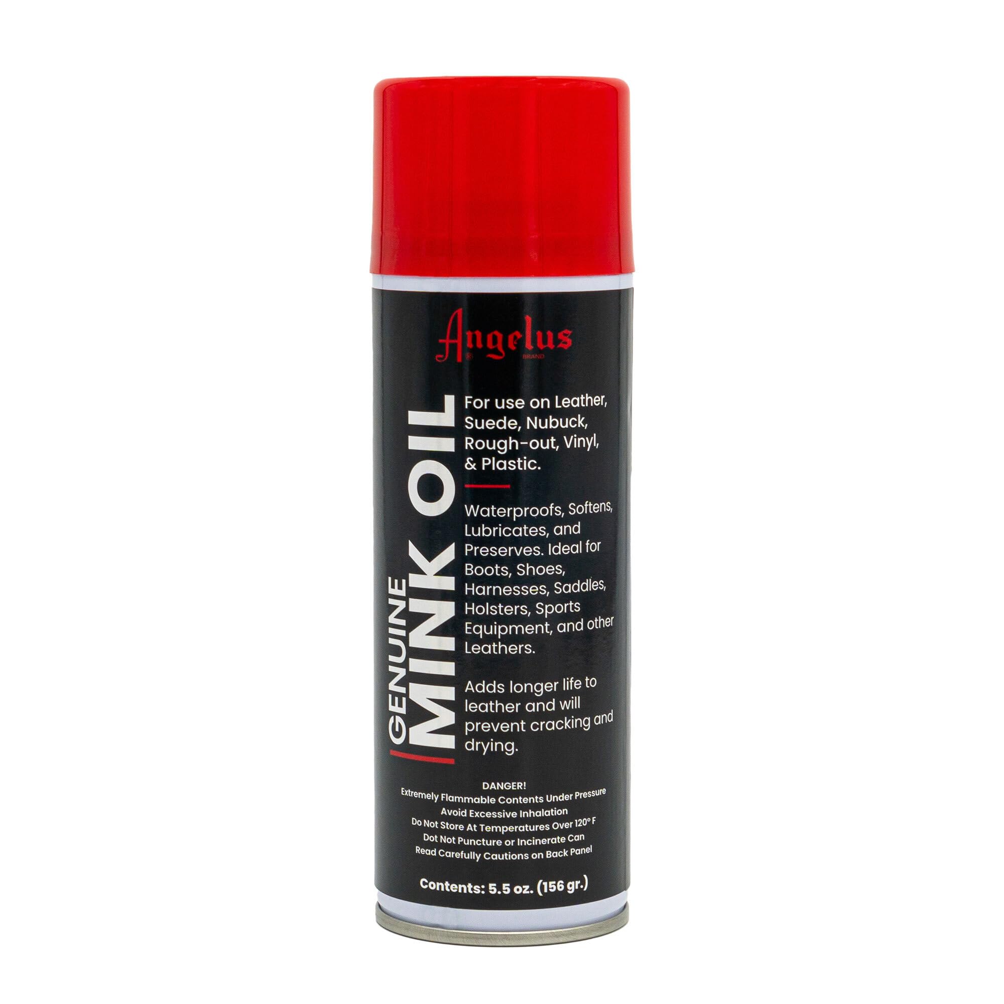 Angelus Genuine Professional Mink Oil Conditioner Spray, 5.5 oz - Premium Leather Conditioner, Waterproofs, Softens, Extends Life of Leather Shoes, Boots, Gloves, Saddles - for Suede, Nubuck, Vinyl